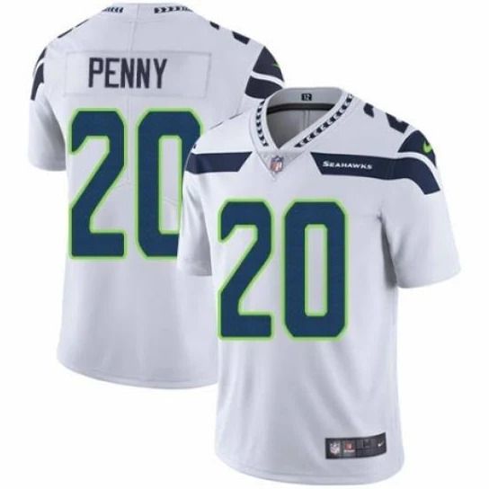 Men Seattle Seahawks #20 Rashaad Penny Nike White Vapor Limited NFL Jersey